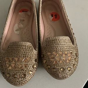 Girls gold shoes with gems
